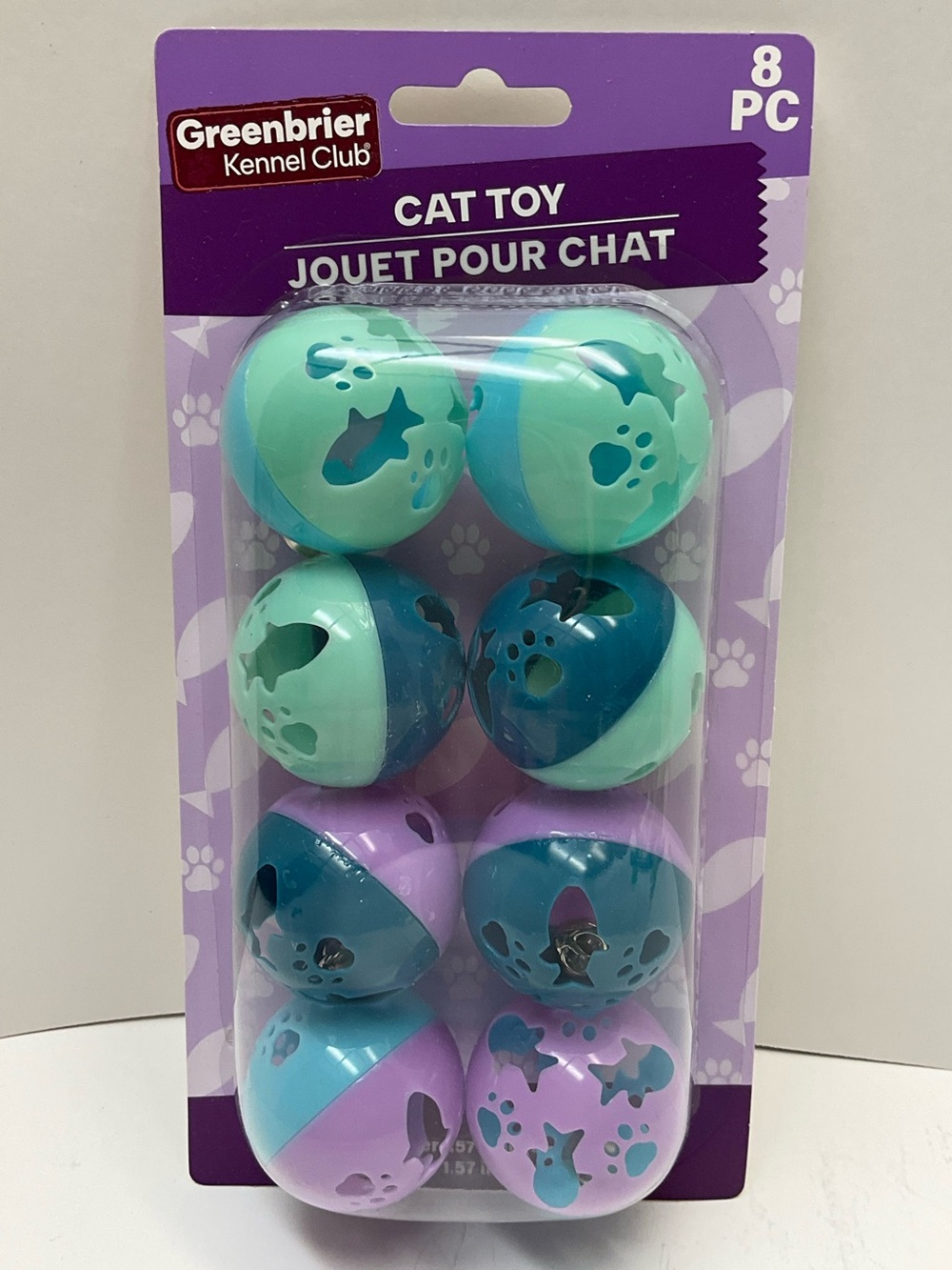 🌼4/$10🌼 NEW 8pc Cat Toy Balls with Bells | Mint, Teal & Lavender | 1.57 inch